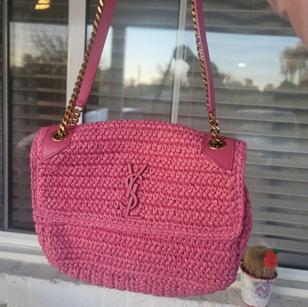 YSL Pink Raffia Bag - Picture 4 of 16
